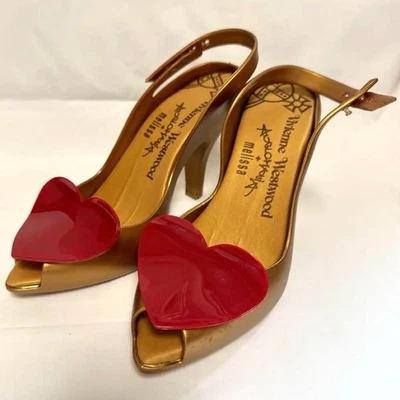 Vivienne Westwood X Melissa Anglomania Heart Accent Peep Toe Pump Heels US 6 - Image 1 of 4