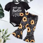 T Shirts Tops Flared Pants Set Girl Clothes Set for Photograph Parties