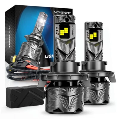 NOVSIGHT H13 9008 LED Headlight Bulbs High Low Beam 50000LM Bright Canbus 6500K - Image 1 of 4