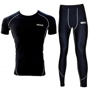 MRX Mens Compression Set Tights & Shirts Base Layer Thermal Training Cycling Gym - Picture 1 of 23