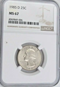 1985 D Washington Quarter - NGC MS 67 (9-006)  Guide $325 - Picture 1 of 2