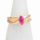 Cr58 Marquise Natural Ruby 14K Yellow Gold Ring 7.5