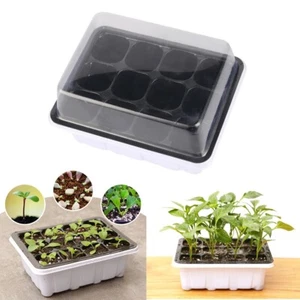 12 Holes Plastic Nursery Pots Seedling Trays Seed Starter Tray Plant Grow Box - Picture 1 of 12