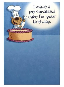Birthday Card Funny Baker Birthday Cake Mooning Duck Greeting Card NEW - Picture 1 of 12