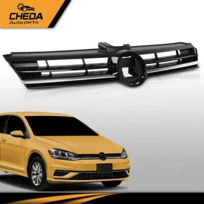 Parrilla superior delantera negra brillante apta para Volkswagen Golf SportWagen 2018 2019 2020 Foto 1 de 4