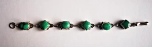 BRACCIALE CON PIETRE IN PASTA DI MALACHITE - MICROFUSIONE DI QUALITA' IN ARGENTO - Picture 1 of 4