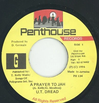 " A PRAYER TO JAH." u.t. dread. PENTHOUSE RECORDS 7in 1996. - Image 1 of 2