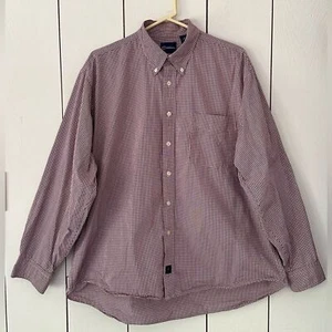Vintage 90er Catalina Herren Hemd mit Knopfleiste Mini Karo Gr. L Burgund Langarm Prep - Bild 1 von 9