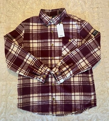 We Are The Superlative Conspiracy Wesc Shacket Purple Cream Plaid Flannel Wool - Image 1 of 4