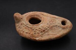Antike Öllampe Terracotta / Keramik - Archäologisches Fundstück / Artefakt #W