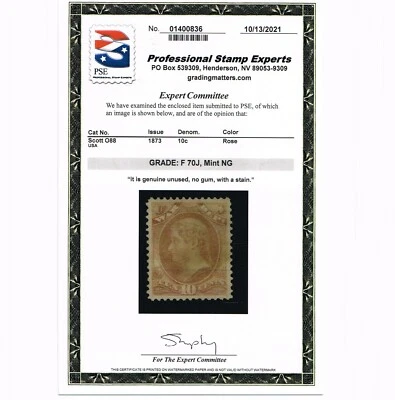 EXCELLENT GENUINE SCOTT #O88 MINT NG PSE CERT GRADED FINE-70J JUMBO WAR DEPT - Image 1 of 3