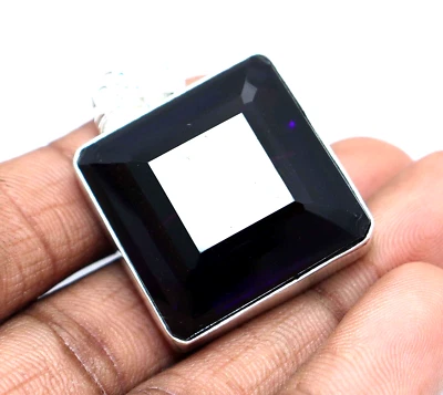 Lila Topas Asscher Schnitt 130 Karat Edelstein 925 Sterlingsilber Schmuck Pendel - Bild 1 von 4