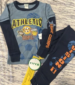 NWT CIRCO Boy’s Sz 4 Cotton Pajamas 2 Pc Set Blue Sports Print - Picture 1 of 3