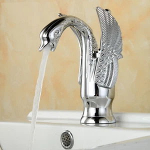 Einzigartiges Schwanendesign Badezimmer Waschbecken Mixer Messing Wasserhähne Einzelhebel Chrom Wasserhahn - Bild 1 von 7