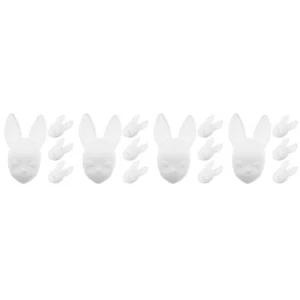 4 Count Kaninchengesichtsmaske Gesichtsmasken Weiße Maskerademaske - Afbeelding 1 van 12