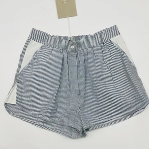 Lumiere Womens Size Small Striped Seersucker Shorts Elastic Waistband Blue 222 - Picture 1 of 7