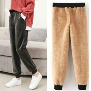 Invierno Mujeres Pantalones de Cachemira Cálidos Mujer Informales Forrados Polar Pantalones Pantalones de Sudadera - Imagen 1 de 13