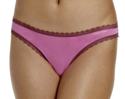Tanga panty rosa algodón ribete encaje radiante coqueto calvin klein para mujer talla XS 4 Foto 1 de 4
