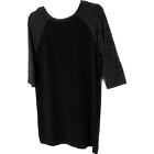 Ann Taylor Loft Black 3/4 Sleeve Knit Sweater Dress Size 8 Womens Knee Length
