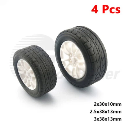 4pc 30mm 38mm RC Model Wheels Rubber Tyres Vehicle Toy Car Plastic Hubs DIY 1:20 - Image 1 of 4