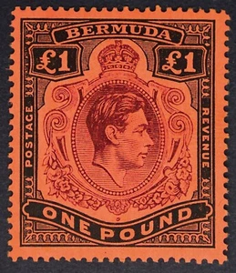 BERMUDA SG121 1938 £1 Purple & Black / Red, Mounted Mint - Picture 1 of 2
