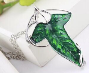 Lord of The Rings Green Leaf Of Lorien Elven Pin Brooch Necklace 2.5â€� Us Seller