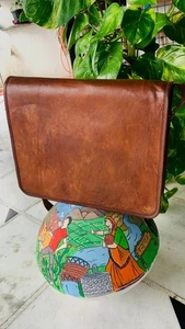 Bolso de Cuero Resistente Cabra Mensajero de Hombro Genuino Para Hombre Marrón Hecho a Mano - Imagen 1 de 5