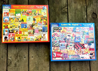 lot COMPLETE White Mountain 1000 GAMES WE PLAYED  puzzle THINGS I READ AS A KID - Image 1 of 4