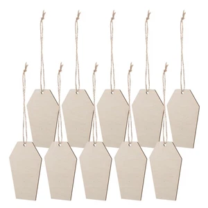 50 Pcs Wooden Coffin Props Graffiti Pendant Halloween Party Decoration - Picture 1 of 12