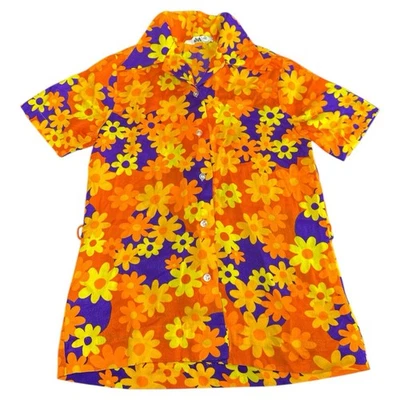 Camisa vintage Miss Holly años 70’s floral colorida manga corta abotonada para mujer’s S? Foto 1 de 4