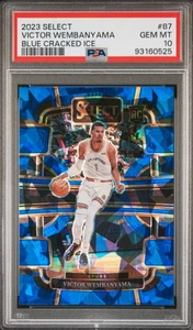 2023-24 Panini Select Concourse Victor Wembanyama #87 Blue Cracked Ice PSA 10 - Picture 1 of 2