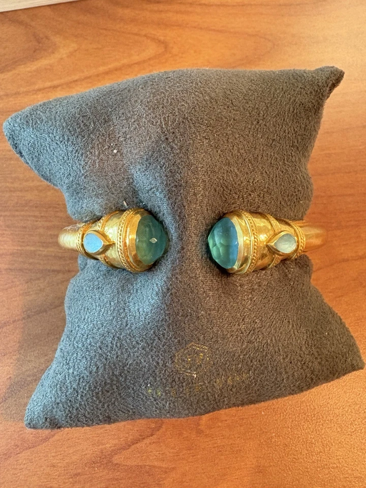 NUEVO JULIE VOS cannes Demi Cuff Azul Bahamas Regular Nuevo Sin Etiquetas 24k Chapado Foto 1 de 1