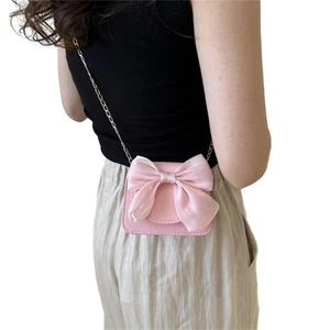 2023 Crossbody Bags Small Square Bag Solid Color Bowknot Chain Bag Lipsticks Bag - Picture 1 of 11