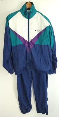 Conjunto de chándal chaqueta pantalones vintage MacGregor para hombre forrado XL azul verde nailon Foto 1 de 4