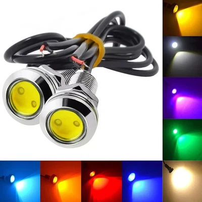 2pcs New 18MM Car Eagle Eye Silver Shell DRL Led Daytime Running Lights LED 12V - Image 1 of 4