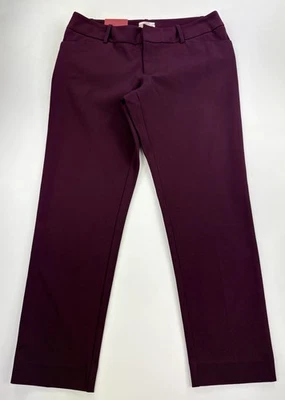 Pantalones al Tobillo Merona Modernos Tiro Medio Borgoña Elastizados Ajustados Bolsillos Talla 10 Foto 1 de 4