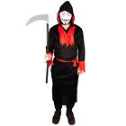 Grim Reaper Themed Costume Large Fancy Dress Halloween Black Red Scary Skeleton