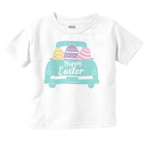 Happy Easter Spring Egg Hunt Pick Up Truck Toddler Girl Youth T Shirt For Kids - Picture 1 of 5