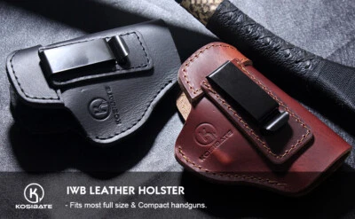 IWB LEATHER HOLSTER - GENUINE LEATHER GUN HOLSTER - MADE IN USA! GLOCKS & MORE - Image 1 of 4