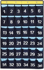 36 Cell Phone Storage Pocket Organizer Numbered Chart Over Door Hanging W/Hooks - Picture 1 of 4