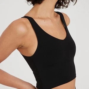 Neu ohne Etikett Aerie Damen schwarzes ärmelloses bauchfreies Oberteil/Sport-BH Größe XL - Bild 1 von 6