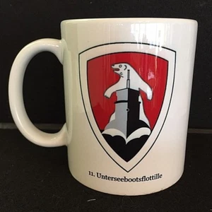 German WW2 U-Boat Coffee / Tea Mug - 11. UNTERSEEBOOTSFLOTTILLE - Kriegsmarine - Picture 1 of 2