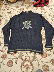 Pelle Pelle Logo Spell Out Vintage Knit Sweater Black Mens Extra Large - Picture 1 of 7
