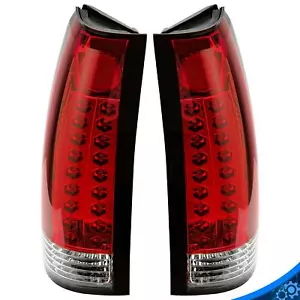 For 1988 88-98 Chevrolet GMC C/K 1500 2500 3500 Red Chrome LED Tail Light Lamp - Picture 1 of 14