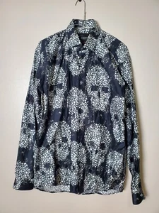 Maceoo Fibonacci Head Skulls Black Long Sleeve Button Up Shirt Size Medium 3/M - Picture 1 of 9