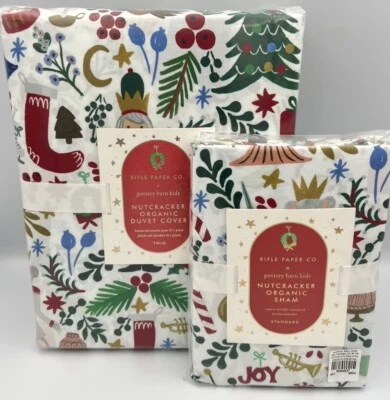 CUBIERTA NÓRDICA DOBLE CASCANUECES NIÑOS CERÁMICA GRANERO FARSA NAVIDAD RIFLE PAPER CO NUEVO Foto 1 de 4