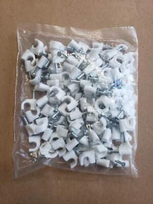 100 pcs 6mm Coax Mounting Clips STEREN Nail Tacks Wall Mount RG59 Coax Cat5 Cat6 - Image 1 of 4
