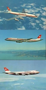 3x Swissair Vintage Postkarten, DC-8, DC-8-62, 747-B, unversendet - Bild 1 von 2