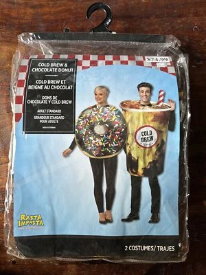 Parejas 2 Disfraces de Halloween para Adultos Café Frío y Chocolate Espolvorear Donut Foto 1 de 4