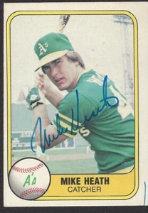 1981 Fleer #583 Mike Heath Autographed - Oakland Athletics - Imagen 1 de 2